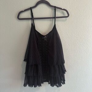 Elegant Black gothic academia Tiered ruffled Women's Top